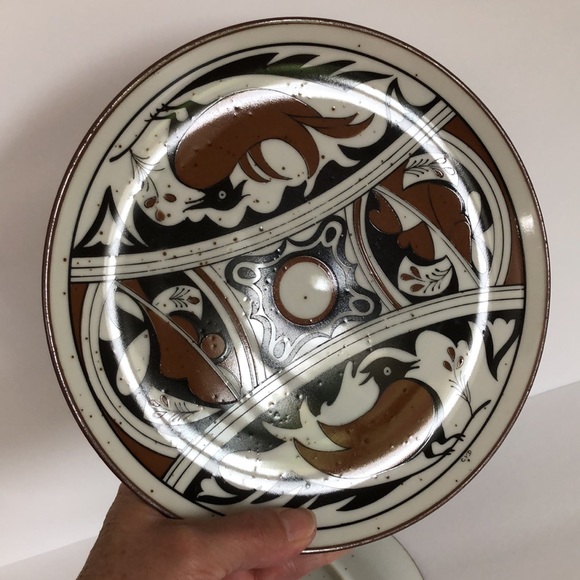 Set Of Two Speckled Southwest Aztec Stoneware Luncheon Plates CVD - Picture 11 of 15